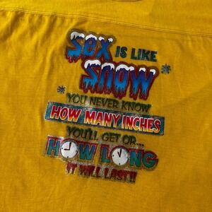 Vintage Humor 70s T Shirt Sex Is Like Snow Funny Graphic Novelty Yellow  L